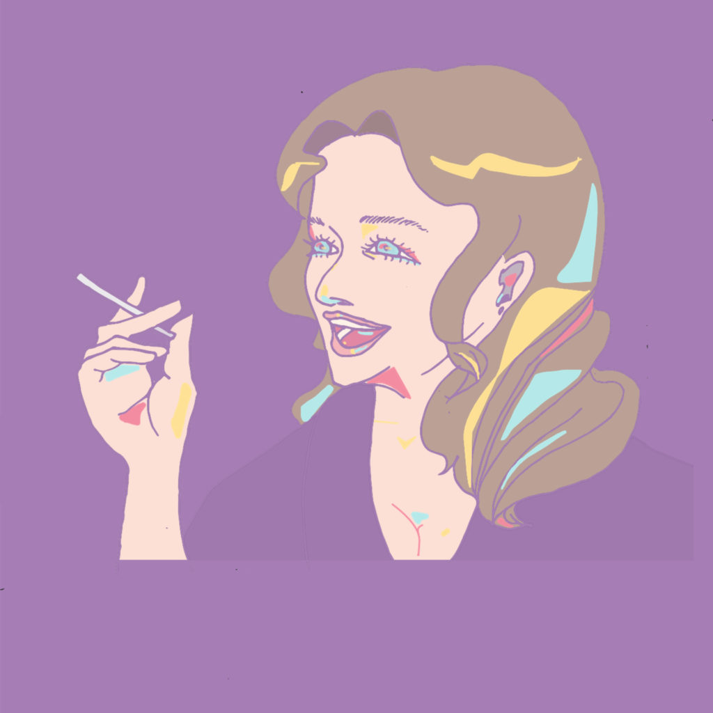 タバコ　吸っている　女性　イラスト